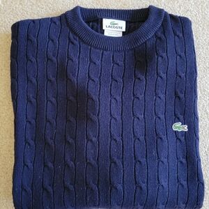 Lacoste Men's Navy Cable Knit Sweater Sz 4 (Small)